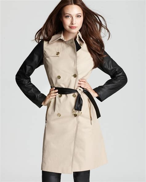 michael kors coat leather sleeves|Michael Kors waterproof jacket.